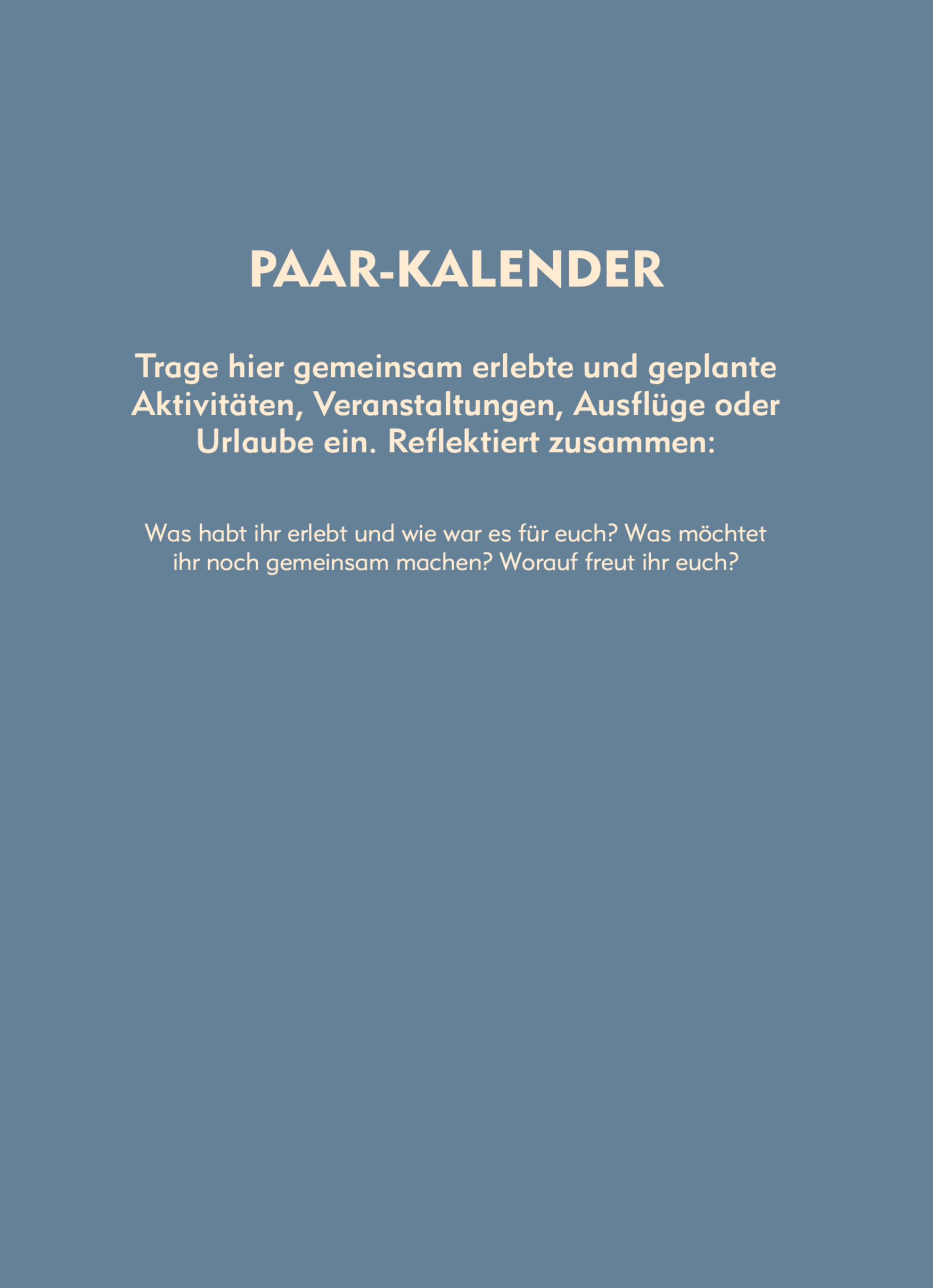 Lovebook Journal - Titelseite des Paar-Kalenders