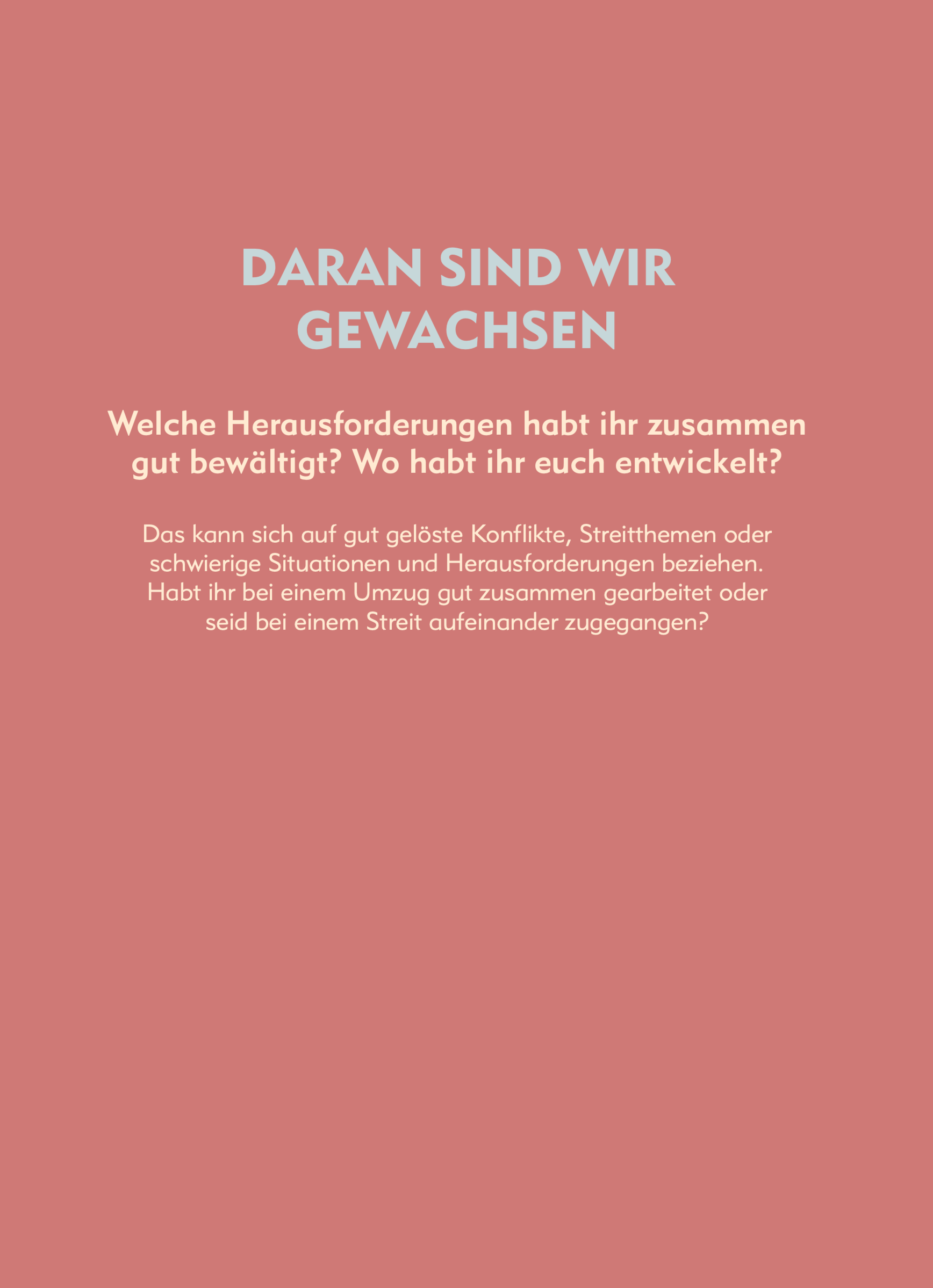 Lovebook Journal - Beispiel Kategorie "Reflexion für Paare"